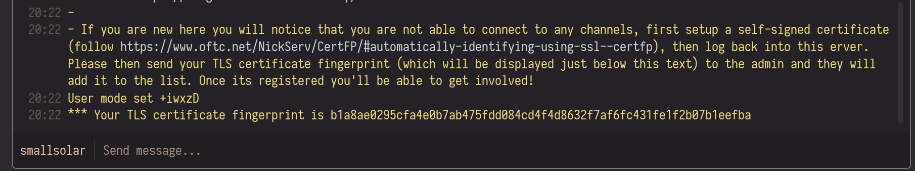 example of a TLS certificate fingerprint